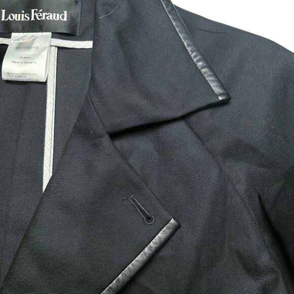 Louis Ferard | Women | Black Virgin Wool Leather Mid Belted Trench Coat | US 16 - Picture 15 of 16
